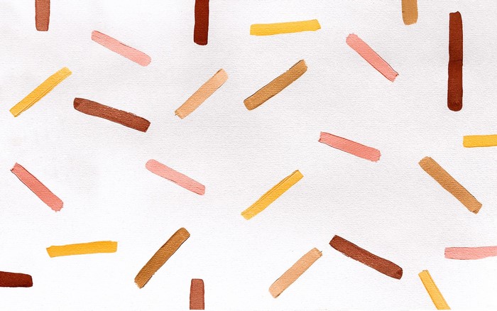 Abstract painting with colorful stripes on white canvas