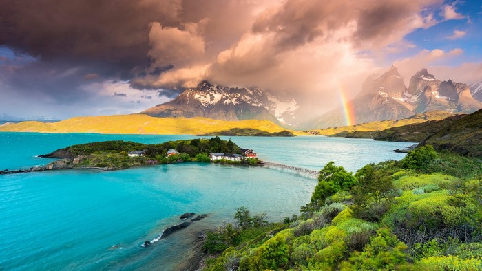 Torres del Paine National Park, Chile with Rainbow