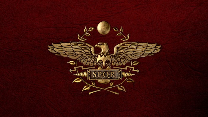 Roman Eagle SPQR emblem on red background
