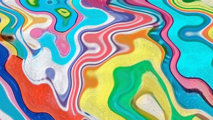 Abstract colorful shapes with cyan