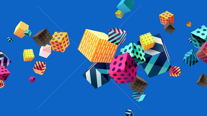 4K Abstract Colorful Cubes on Blue Background
