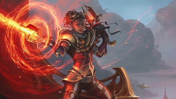 Magic: Legends Character with Fiery Weapon