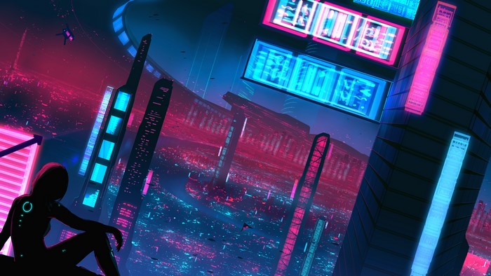4K Science Fiction Neon Cityscape by JoeyJazz