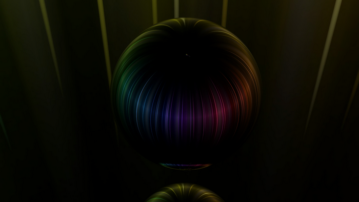 Abstract rainbow sphere with light rays