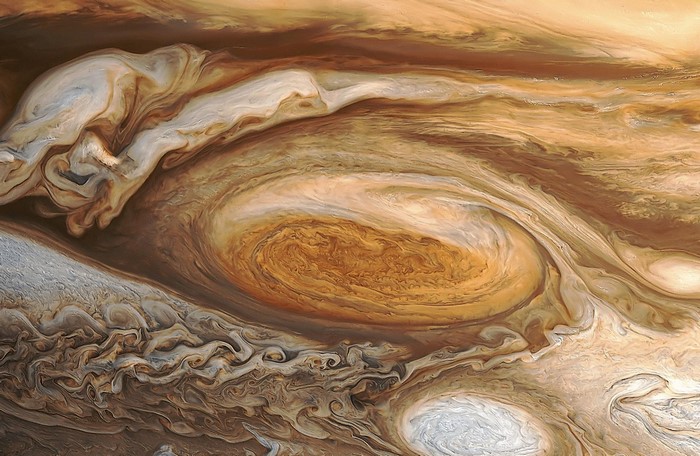 Jupiter's swirling clouds and storms
