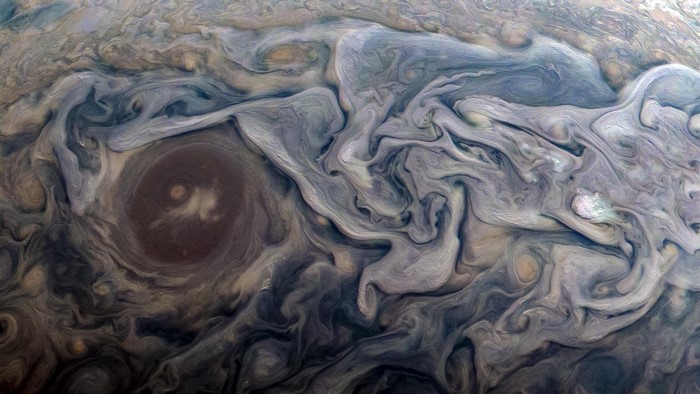 Jupiter's swirling clouds and storms