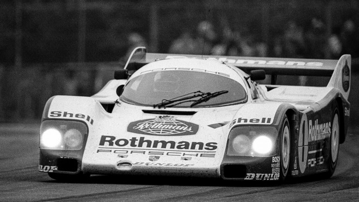 Rothmans Porsche 956 race car on track