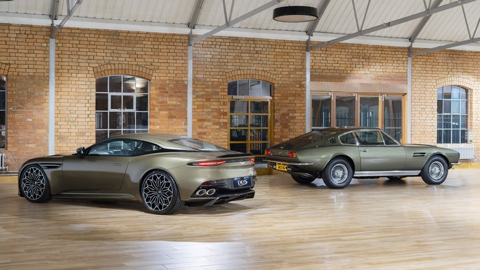 Aston Martin DBS Superleggera and classic Aston Martin