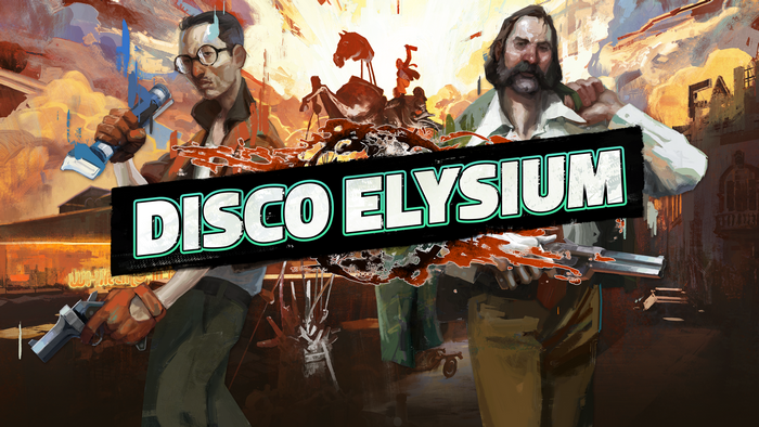 Disco Elysium game logo with characters