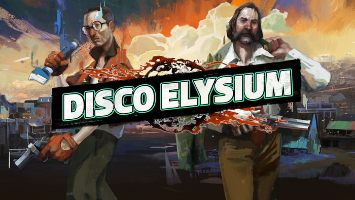 Disco Elysium game logo with two men