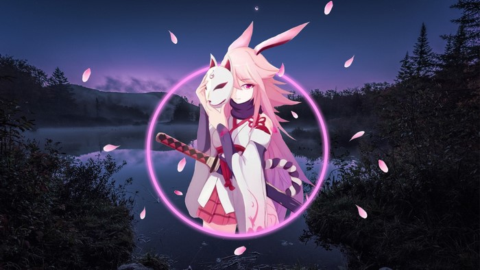 Yae Sakura from Honkai Impact 3rd with mask and sword