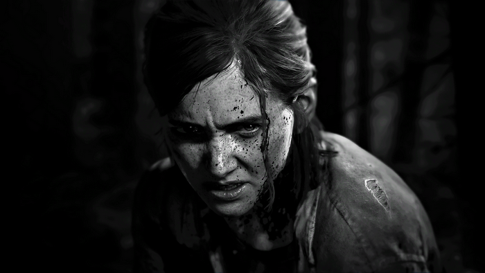 Ellie with blood splatters on her face