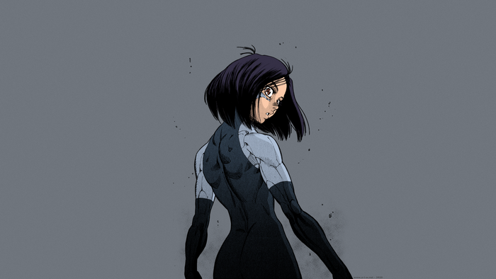 Alita from Alita: Battle Angel looking over shoulder