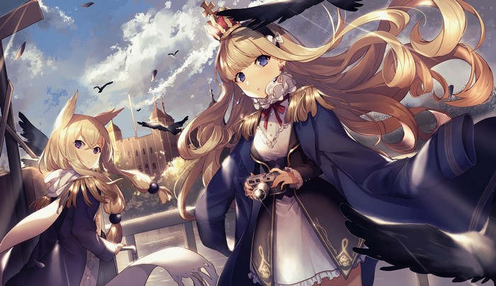 Warspite and Queen Elizabeth from Azur Lane with crows