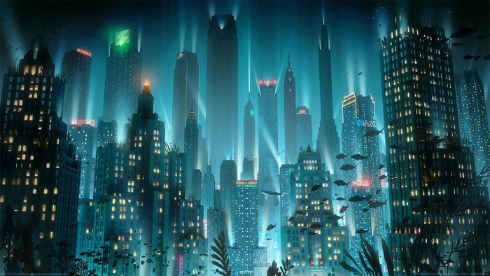 Underwater cityscape of Rapture from BioShock