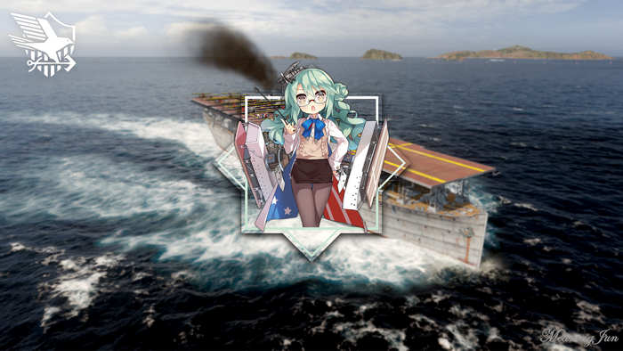 Langley from Azur Lane on an aircraft carrier