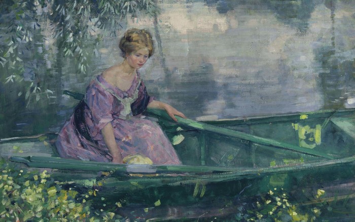 Woman in a boat by Carl Albert Bures