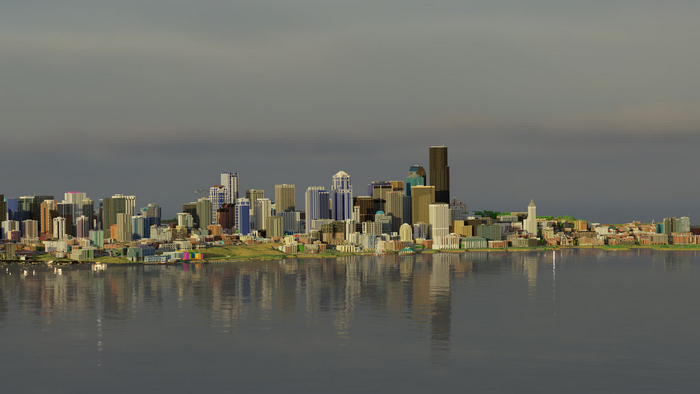 Seattle skyline reflected in the water