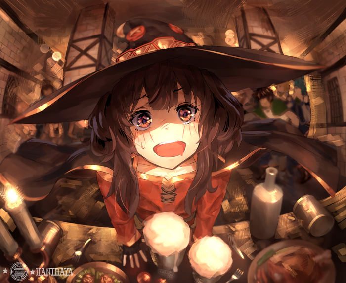 Megumin from KonoSuba in a tavern