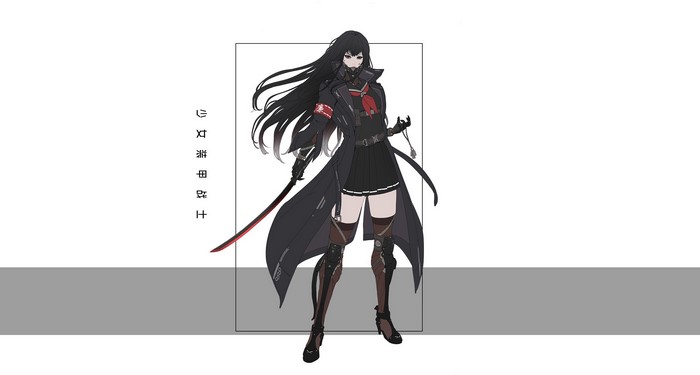 Anime girl with sword and dark hair