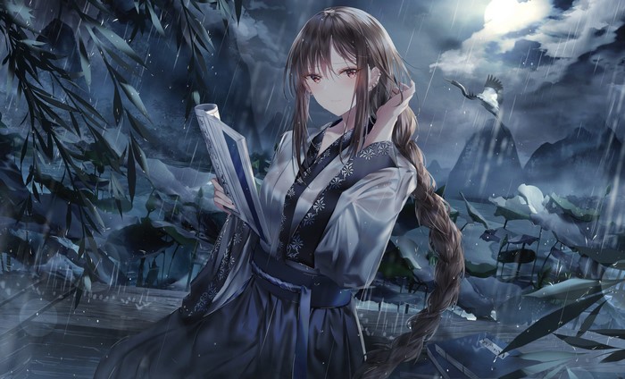 Consort Yu from Fate/Grand Order in the rain