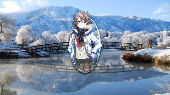 Watanabe You from Love Live! Sunshine!! in a winter landscape