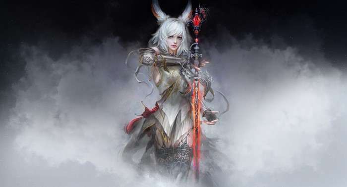 Fantasy girl with sword and staff by Daniel Kamarudin