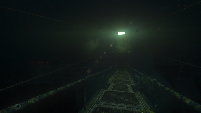 SOMA underwater bridge with green light
