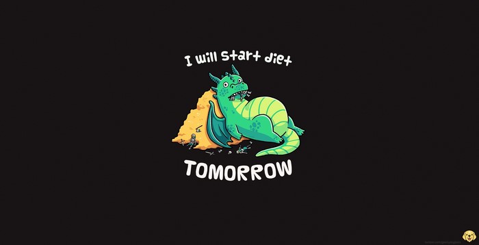 Dragon eating knights and saying "I will start diet tomorrow"