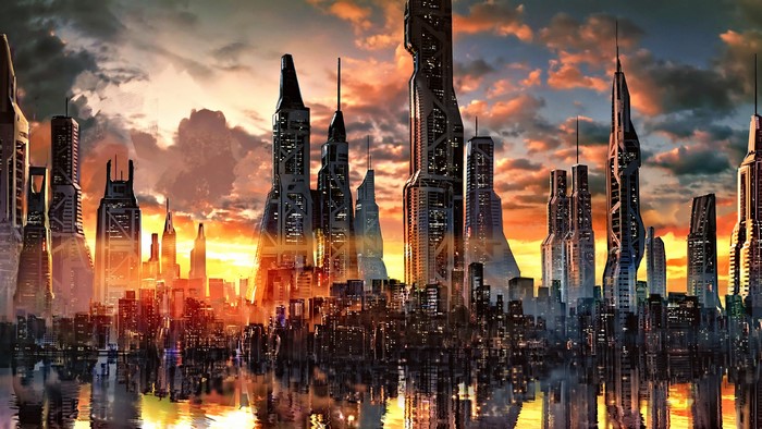 Futuristic Cyberpunk Cityscape Digital Art