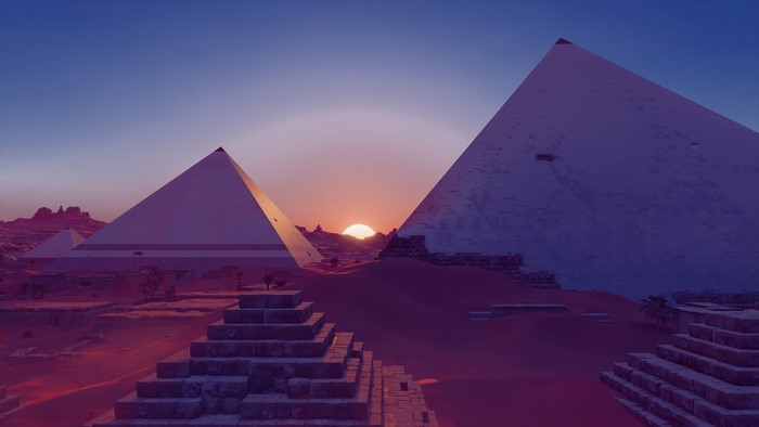 4K screenshot from Assassin's Creed: Origins with pyramids