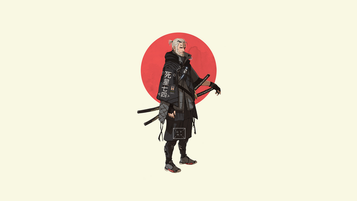Geralt of Rivia from The Witcher with Katanas