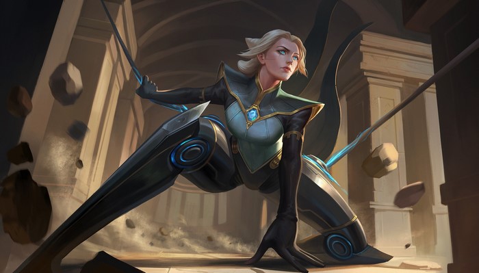 Camille from League of Legends in a battle stance