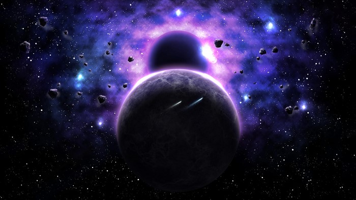 4K space scene with planets and galaxy