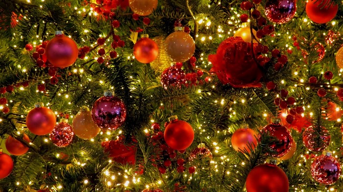 Christmas Tree with Ornaments and Lights