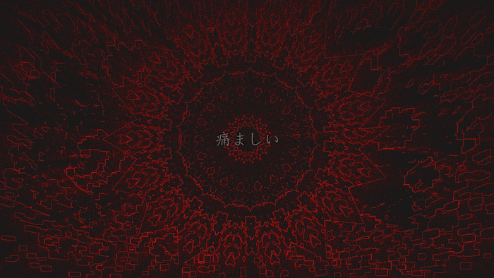 Abstract red and black kaleidoscope digital art