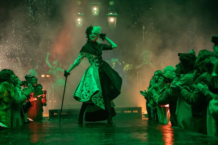 Emma Stone as Cruella de Vil on stage