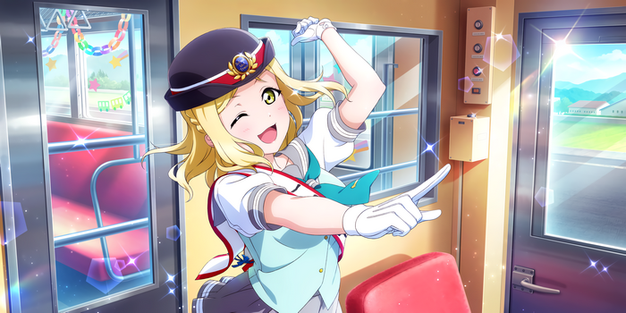 Mari Ohara from Love Live! Sunshine!! on a train