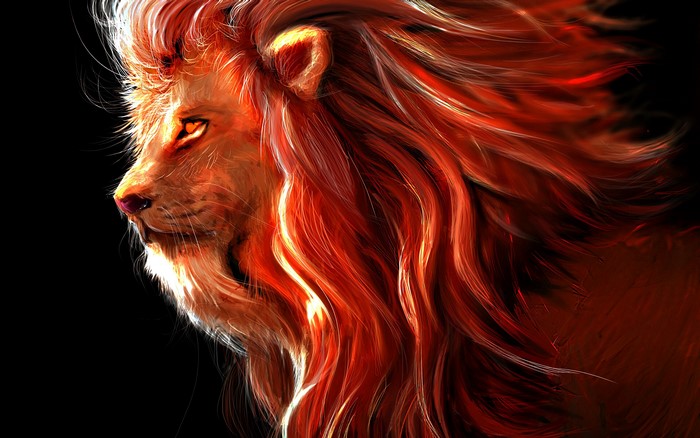 4K Drawing of a Fiery Lion