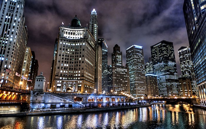 Nighttime Cityscape of Chicago