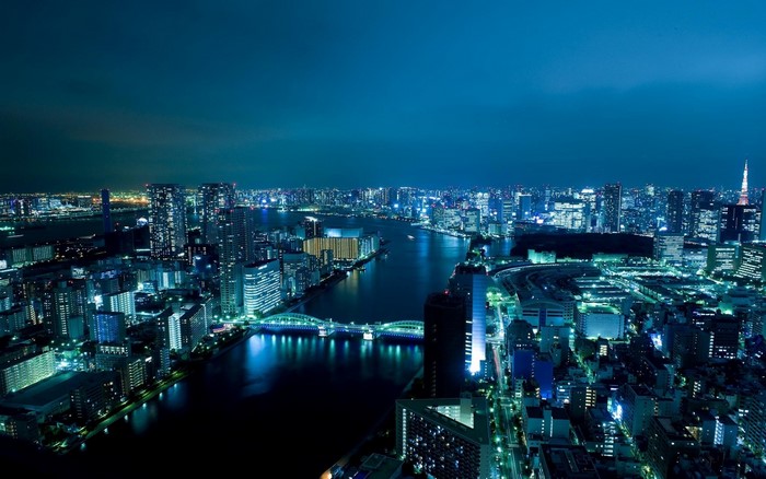 Night View of Sumida River in Japan