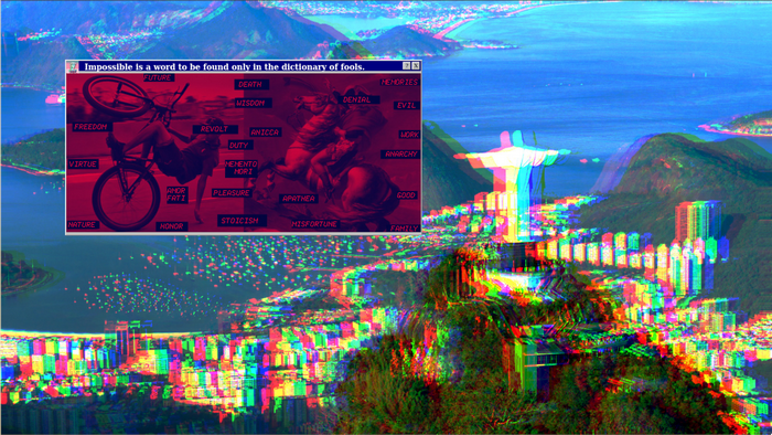 Vaporwave Quote with Rio de Janeiro and Christ the Redeemer