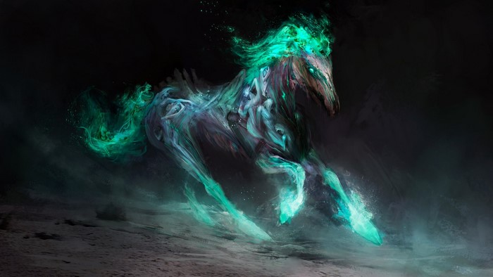 Fantasy art of a glowing horse by Daniel Kamarudin