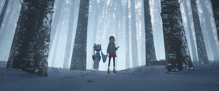 Anime girl with Froslass in a snowy forest