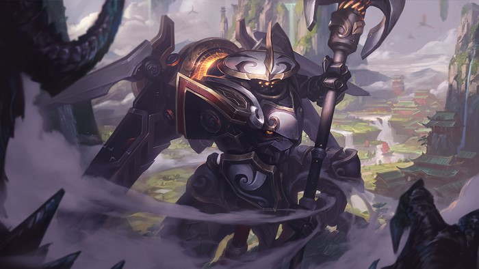 Jax from League of Legends in a mountainous landscape