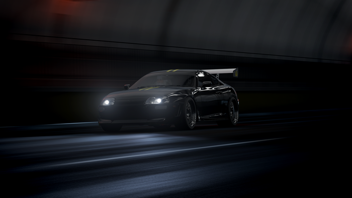 Black Toyota Supra MK4 with racing spoiler in Forza Horizon 4