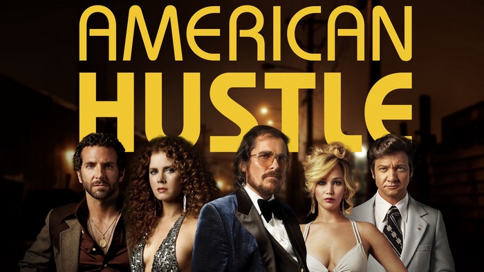 American Hustle Poster with Bradley Cooper, Amy Adams, Christian Bale, Jennifer Lawrence, Jeremy Renner