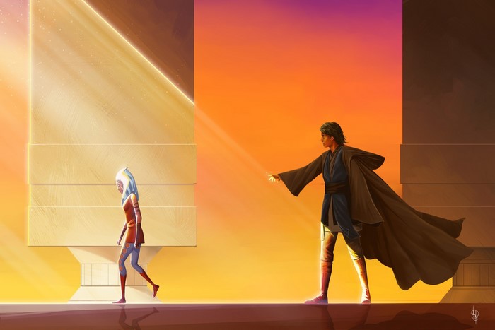 Anakin Skywalker and Ahsoka Tano from Star Wars fan art