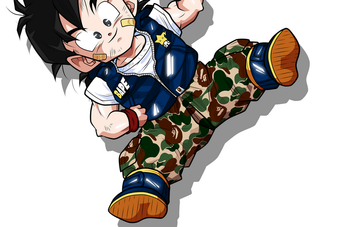 Goku from Dragon Ball Z wearing BAPE