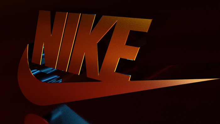 3D CGI Nike logo with swoosh